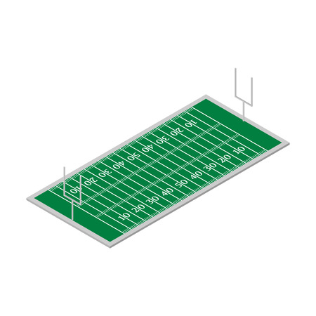 Field for play football with a markings and gates. Flat 3D isometric style, vector illustration.のイラスト素材
