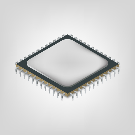 Central processing unit in an isometric view, isolated on white background. Element of design...