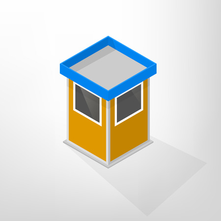 Security lodges isolated on a white background. Flat 3D isometric style, illustration.のイラスト素材
