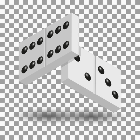 White items for a game of dominoes with shadow. Flat 3D isometric style, vector illustration.のイラスト素材