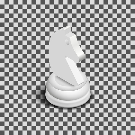 Photo realistic white knight chess piece. 3D isometric style, vector illustration.のイラスト素材
