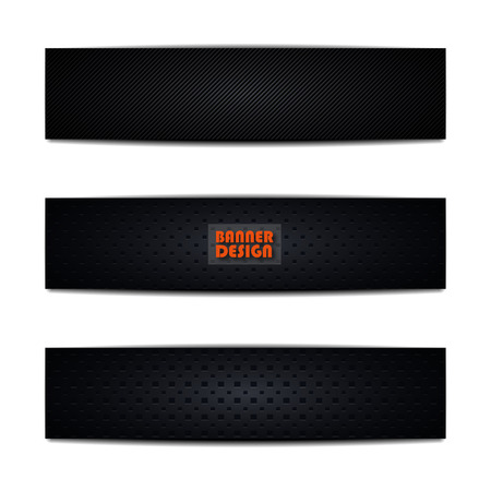 Set of rectangular web banners with space for text, texture with dotted elements. Dark abstract background, vector illustration.のイラスト素材