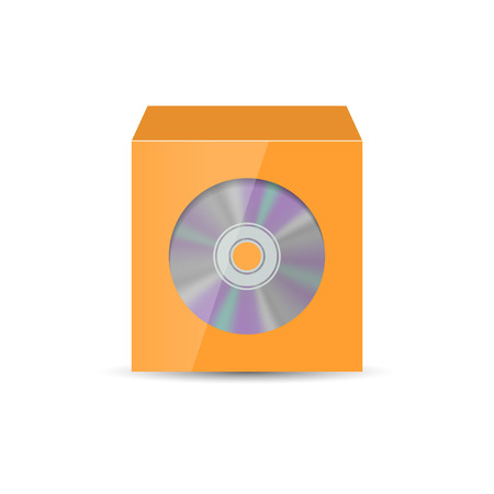 Color realistic envelope with a window for the CD, isolated on white background, vector illustration.のイラスト素材