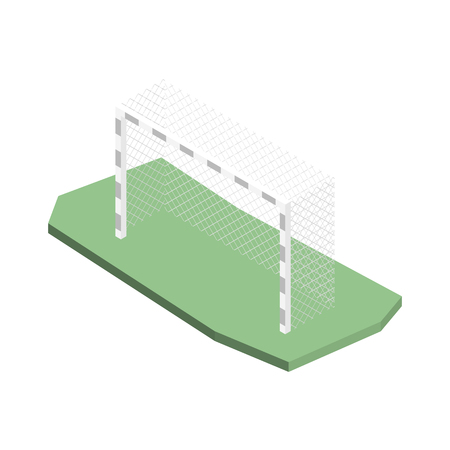 Gate for playing soccer, isolated on white background. Design of sports equipment elements. Flat 3d isometric style, vector illustration.のイラスト素材