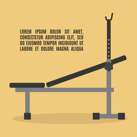 Sports equipment item. Barbell bench press, element design for gym. Flat style, vector illustration.のイラスト素材