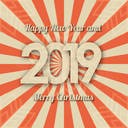 Christmas background with text new year and numbers 2019, vector illustration.のイラスト素材