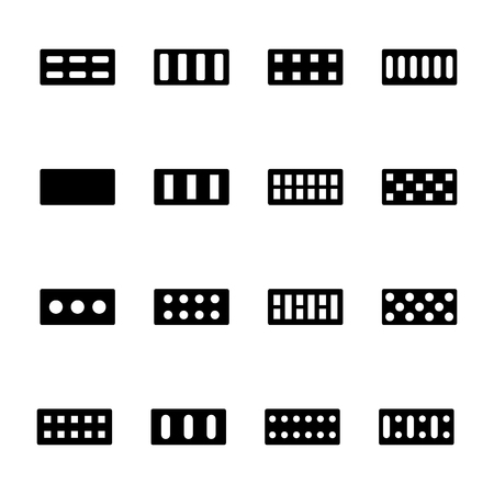 Set icons bricks, black silhouettes on a white background. Flat style, vector illustration.のイラスト素材