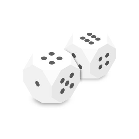 White dice, flat 3D isometric style, vector illustration.のイラスト素材