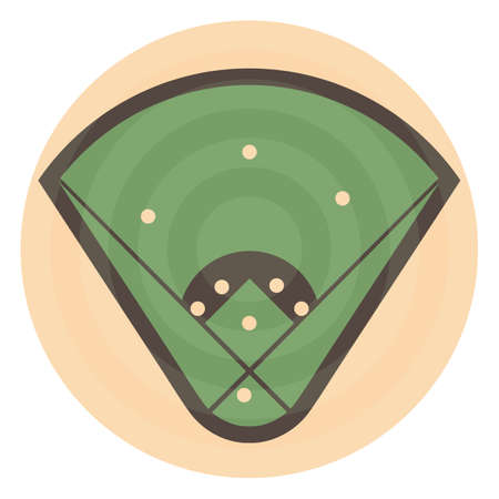 Round field to play baseball with markup and players, vector illustration.のイラスト素材