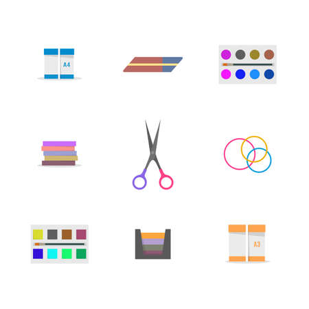 Set of icons isolated on white background. Office and school, vector illustration.のイラスト素材