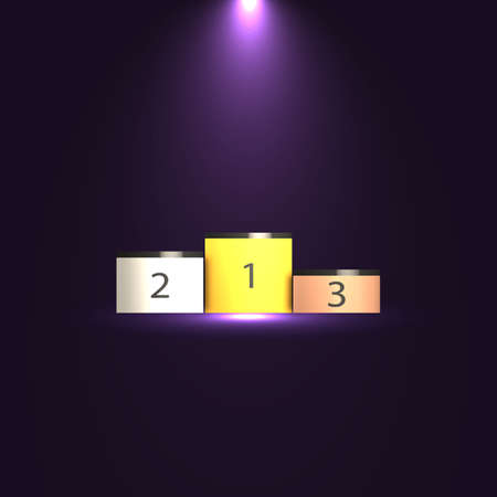 Lighted award pedestal. First, third and third places, vector illustration.のイラスト素材