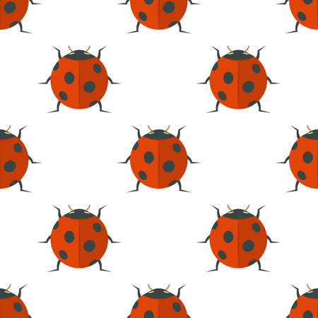 Seamless background from a set of ladybird. Bugs pattern, vector illustration.のイラスト素材