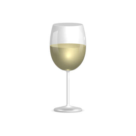 Glass of white wine isolated on white background, vector illustration.のイラスト素材