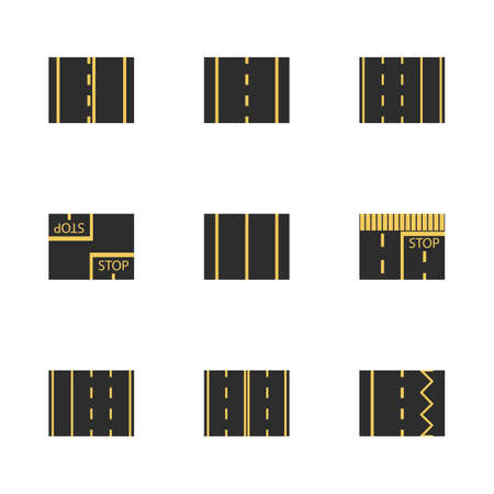 Fragment of a roadbed with markings. Flat style, vector illustration.のイラスト素材