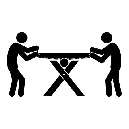 Set of stick figures, black mans silhouettes on a white background. Teamwork concept, vector illustration.のイラスト素材