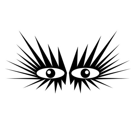 Abstract eyes with eyelashes and eyebrows isolated on white background. Flat style, vector illustration.のイラスト素材