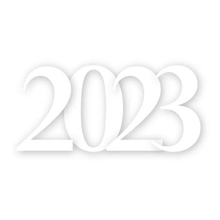 Paper greeting card with text 2023. Origami style, vector illustrationのイラスト素材