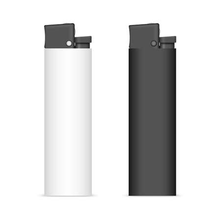 Photorealistic black and white lighters without fire. Front view, 3D vector illustration.のイラスト素材