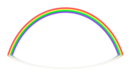Four colored rainbow with mirror reflection on white background, vector illustration.のイラスト素材