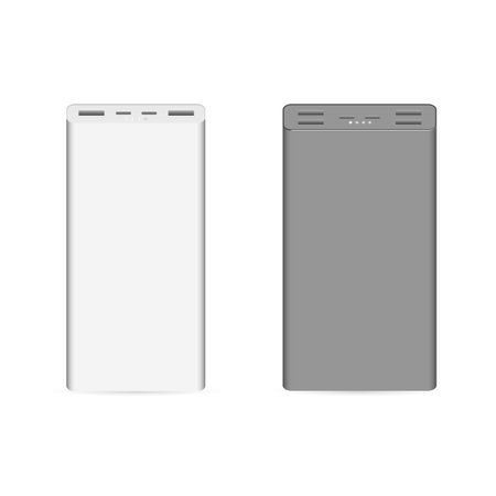 Set of external batteries for charging portable devices, 3D vector illustration.のイラスト素材