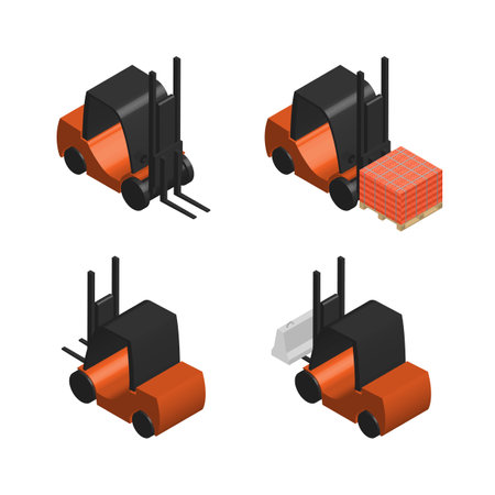 Icon forklift, isolated on white background. 3D isometric style, vector illustration.のイラスト素材