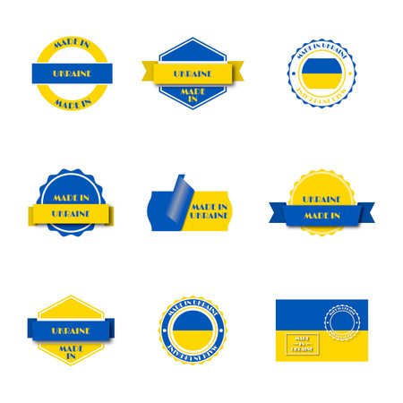 Set of various Made in Ukraine labels isolated on white background, vector illustration.のイラスト素材