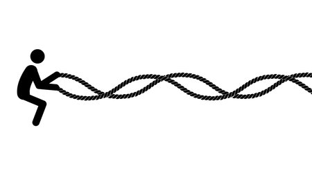 Set of stick figures battle rope exercises on a white background. Flat style, vector illustration.のイラスト素材