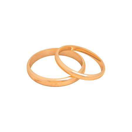 Male and female gold wedding rings, 3D rendering.の写真素材