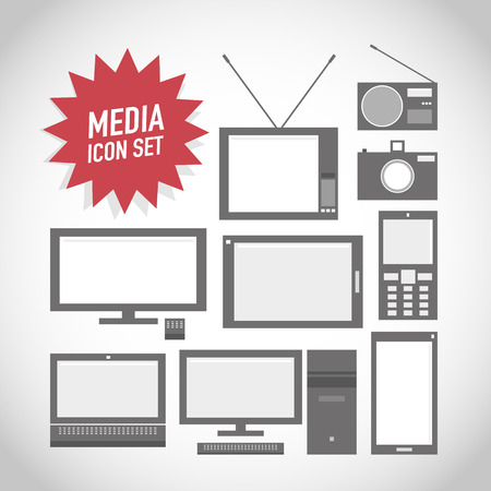 Set of media technology iconsのイラスト素材