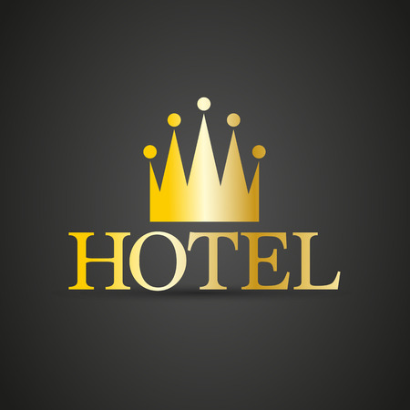 Gold hotel sign with crownのイラスト素材