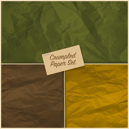 Set of colorful crumpled paper textureのイラスト素材