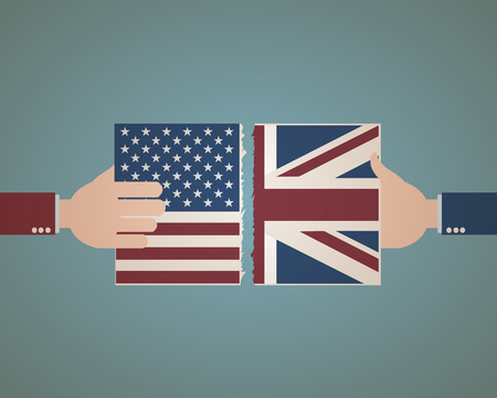 United States and Great Britain Flagのイラスト素材