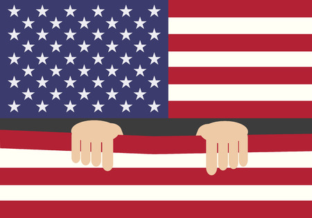 Hands with USA Flagのイラスト素材