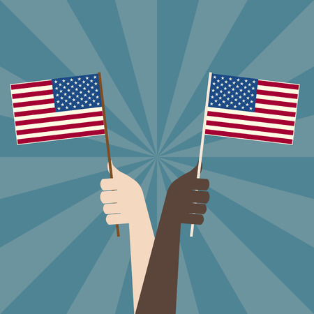 USA Flag with Handsのイラスト素材