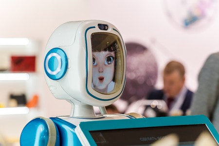 Moscow, Russia - March, 2018: Promo robot on the exhibitionのeditorial素材