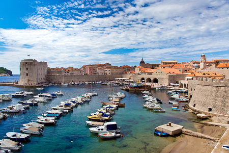 Dubrovnik, Croatia - July, 2018: Port of Dubrovnik city in Croatiaのeditorial素材