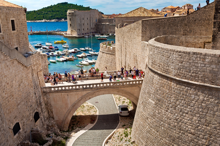 Dubrovnik, Croatia - July, 2018: View of Dubrovnik city wall in Croatiaのeditorial素材