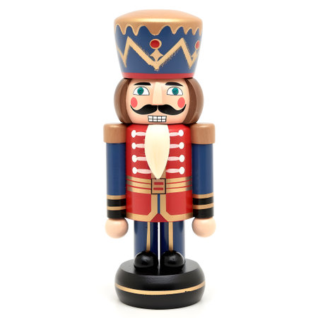 Wooden nutcracker isolated on whiteの素材