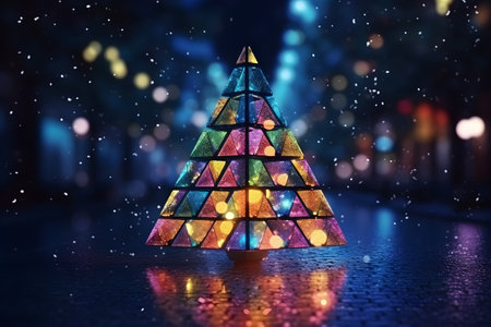 Bright christmas background with abstract new year treeの素材