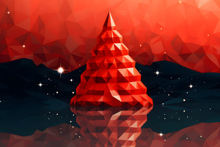Abstract low poly style new year tree festive backgroundの素材