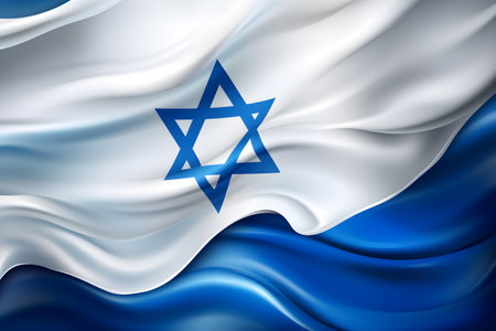 Abstract waving Israel flag patriotic backgroundの素材