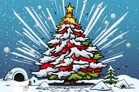 Abstract christmas tree, colorful New Year backgroundの素材