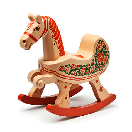 Wooden horse rocking chair isolated on white backgroundの素材