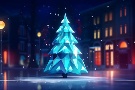 Abstract low poly style new year tree festive backgroundの素材