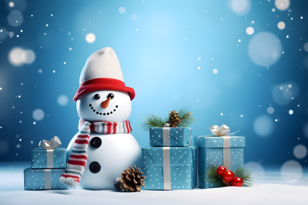 Cute snowman isolated on white backgroundの素材