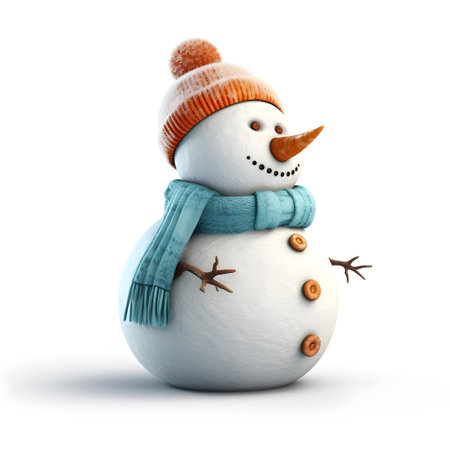 Cute snowman isolated on white backgroundの素材