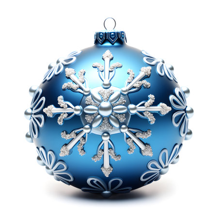 Blue christmas ball toy isolated on white backgroundの素材
