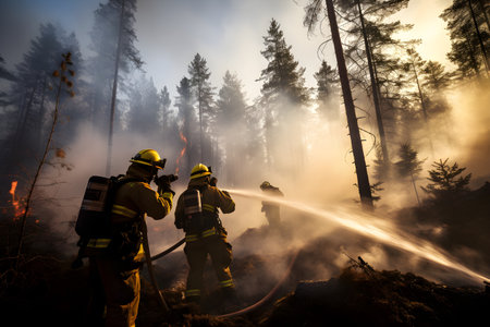 Firefighters in the forestの素材
