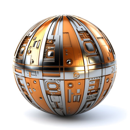 Futuristic christmas ball isolated on white backgroundの素材