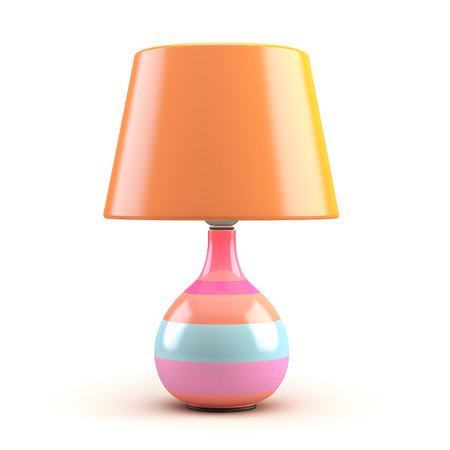 Colorful kids table lamp isolated on white backgroundの素材